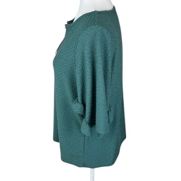 Anthropologie W5 Green Short Sleeve Blouse Size Large - Picture 2 of 9